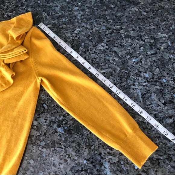 J CREW Factory Mustard Yellow/Gold Wool Ruffle Collar Cardigan Sweater - Picture 11 of 13